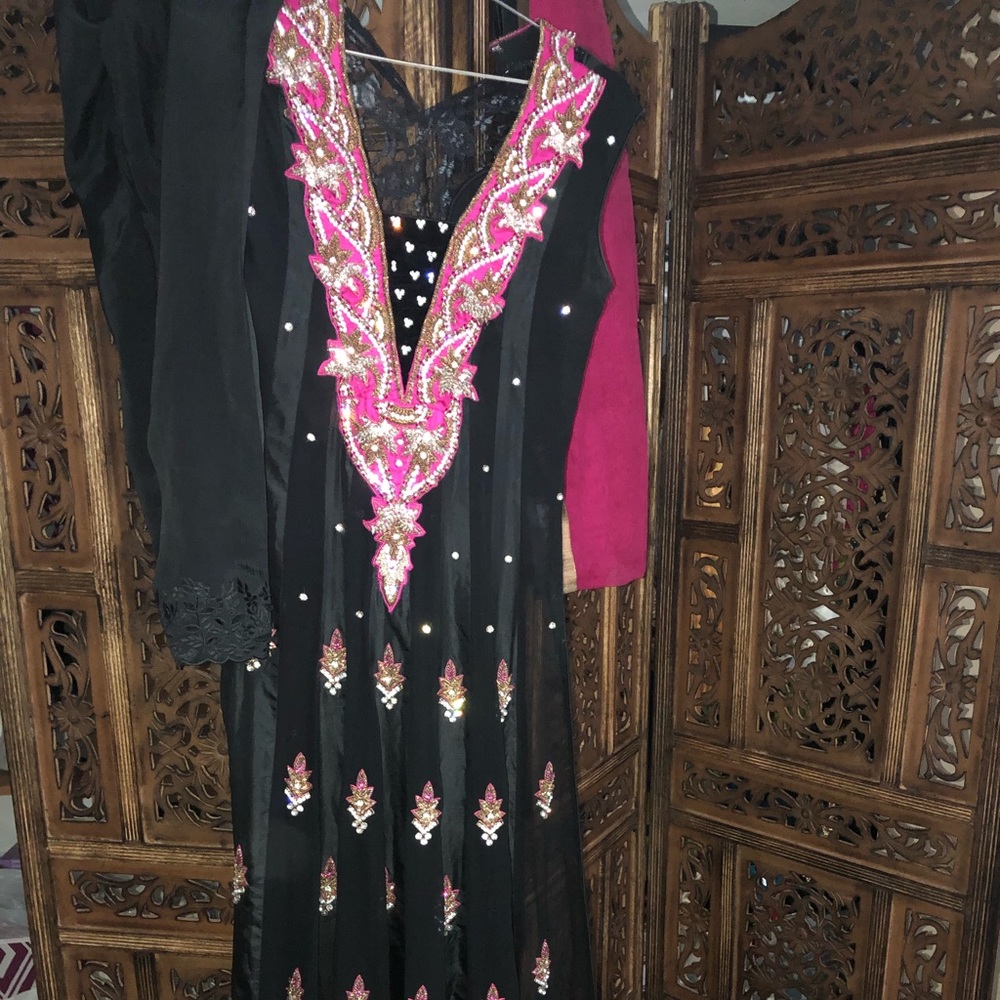Black and blue shalwar kameez maxi gown xs